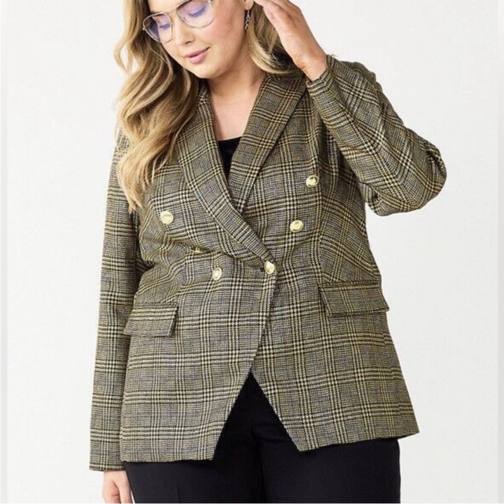 Nine West Womens Blazer Brown and Tan with Metallic Accents Size 2X